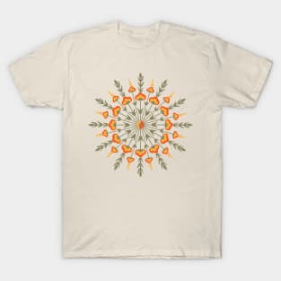 Floral Mandala in Retro 70s Colors T-Shirt